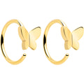 20G Gold Tone Implant Grade Titanium Butterfly Open Hoop Earring Set